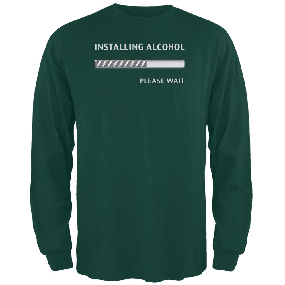 St. Patricks Day Installing Alcohol Funny Forest Green Adult Long Sleeve T-Shirt Men's Long Sleeves Old Glory 2XL Green 