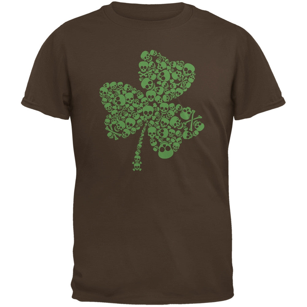 St. Patricks Day - Skull Shamrock Brown Adult T-Shirt Men's T-Shirts Old Glory 2XL Brown 