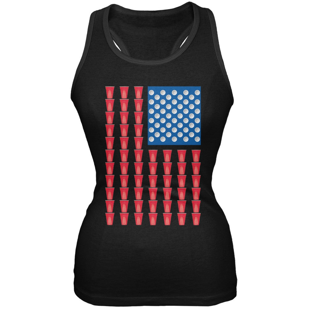 St. Patricks Day - American Flag Party Cups Black Soft Juniors Tank Top Juniors Tank Tops Old Glory 2XL Black 