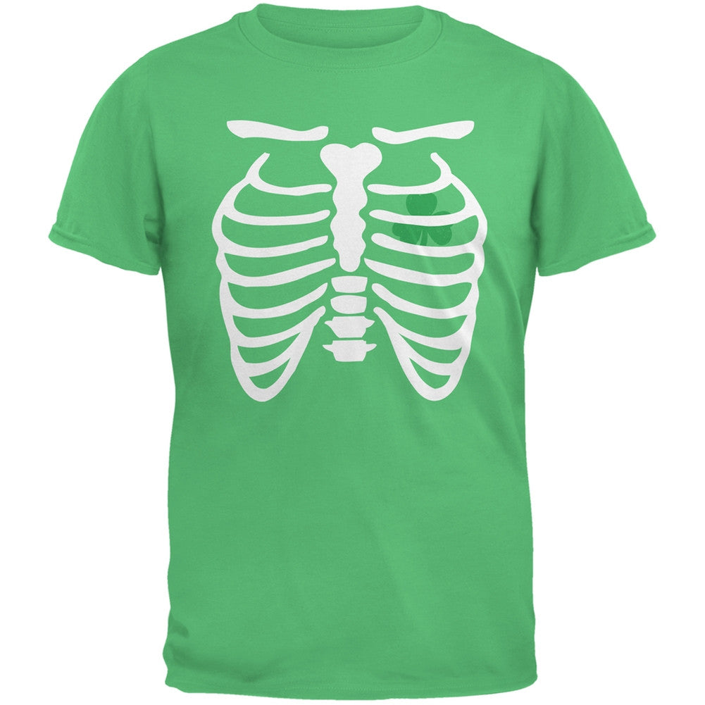 St. Patrick's Day - Shamrock Heart Skeleton Irish Green Adult T-Shirt Men's T-Shirts Old Glory 2XL Green 