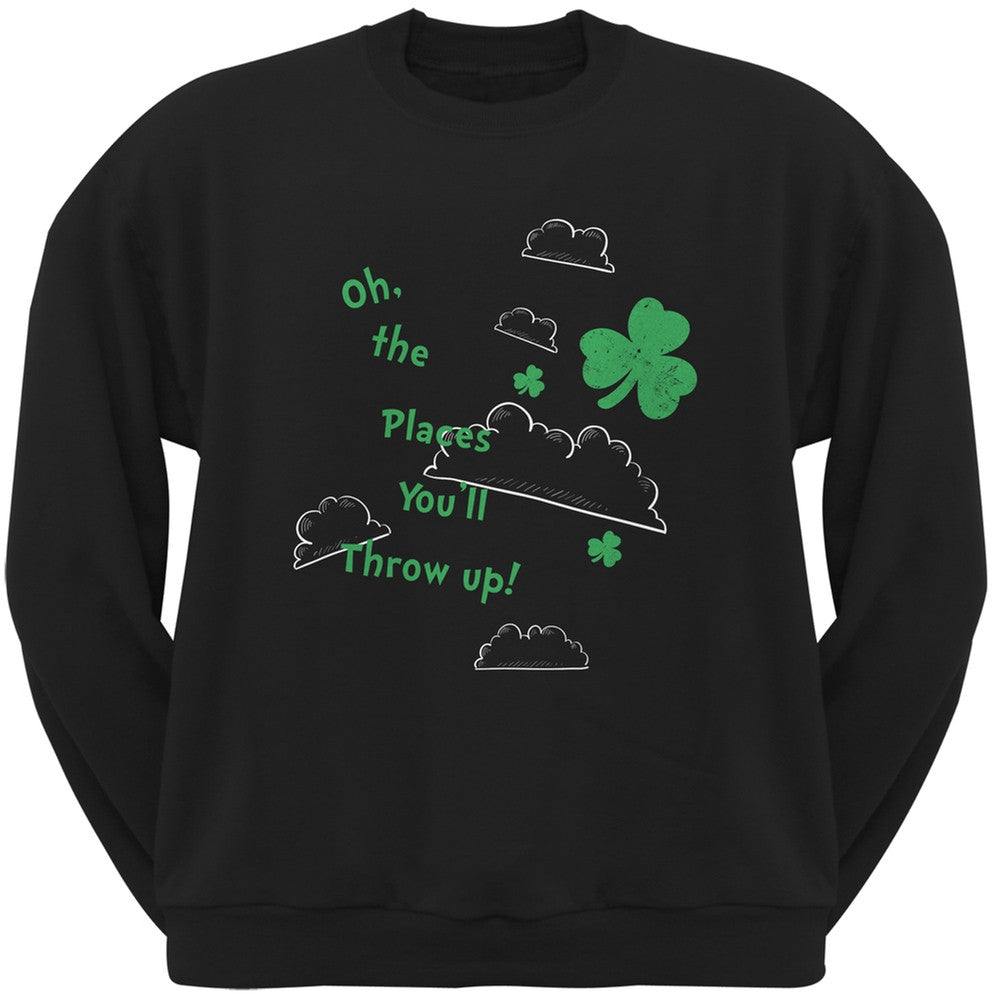 St. Patrick's Day - Oh The Places Black Adult Sweatshirt Men's Sweatshirts Old Glory 2XL Black 