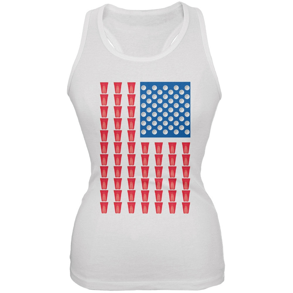 St. Patricks Day - American Flag Party Cups White Soft Juniors Tank Top Juniors Tank Tops Old Glory 2XL White 