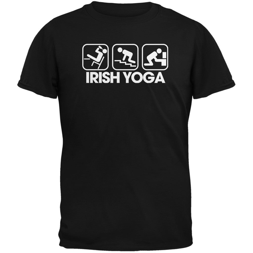 St. Patrick's Day - Irish Yoga Black Adult T-Shirt Men's T-Shirts Old Glory 2XL Black 