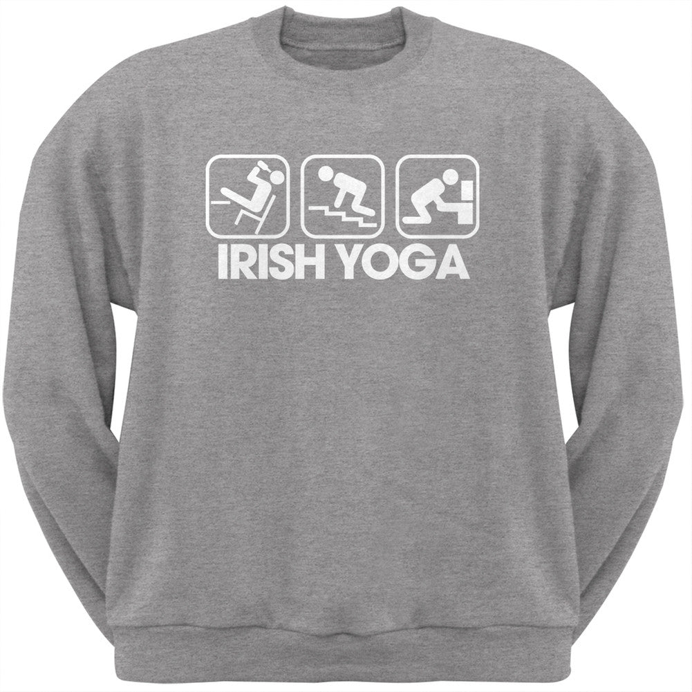 St. Patrick's Day - Irish Yoga Heather Grey Adult Sweatshirt Men's Sweatshirts Old Glory 2XL Grey 