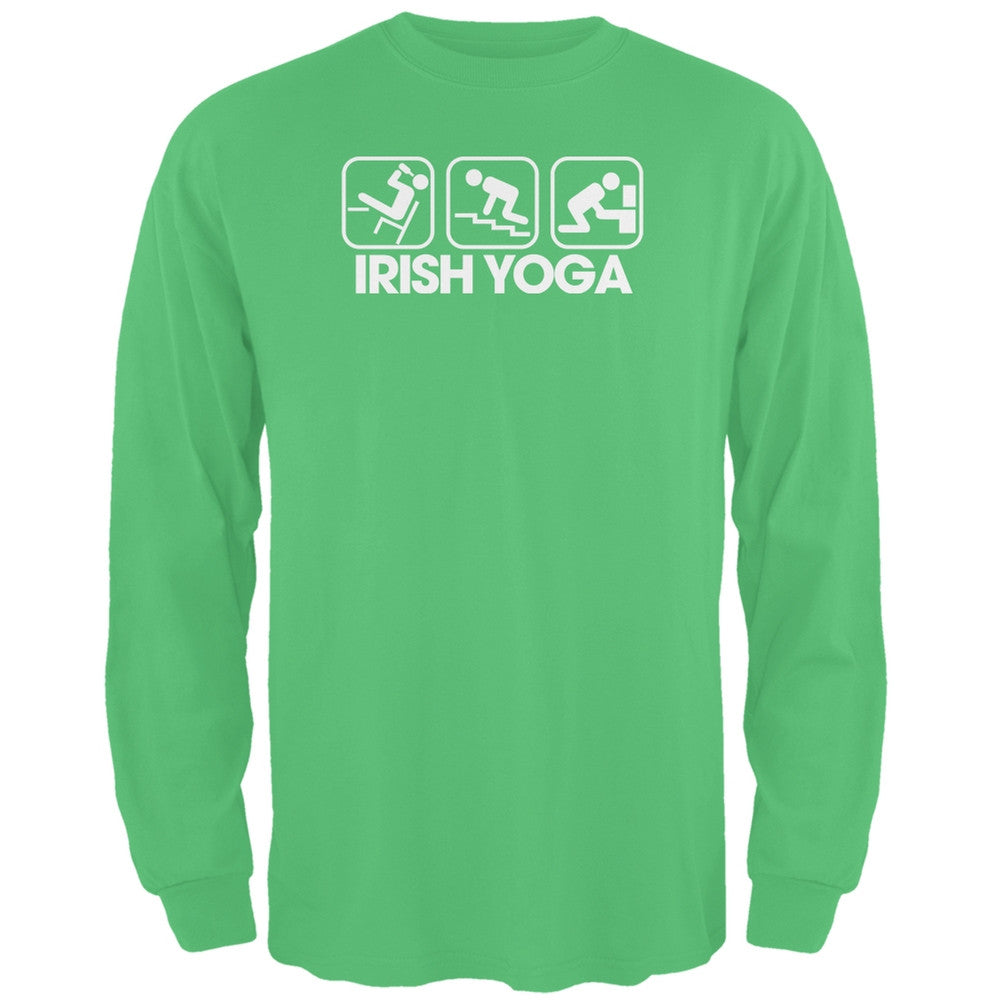 St. Patrick's Day - Irish Yoga Irish Green Adult Long Sleeve T-Shirt Men's Long Sleeves Old Glory 2XL Green 