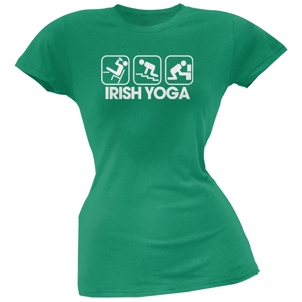 St. Patrick's Day - Irish Yoga Kelly Green Soft Juniors T-Shirt Juniors T-Shirts Old Glory 2XL Green 