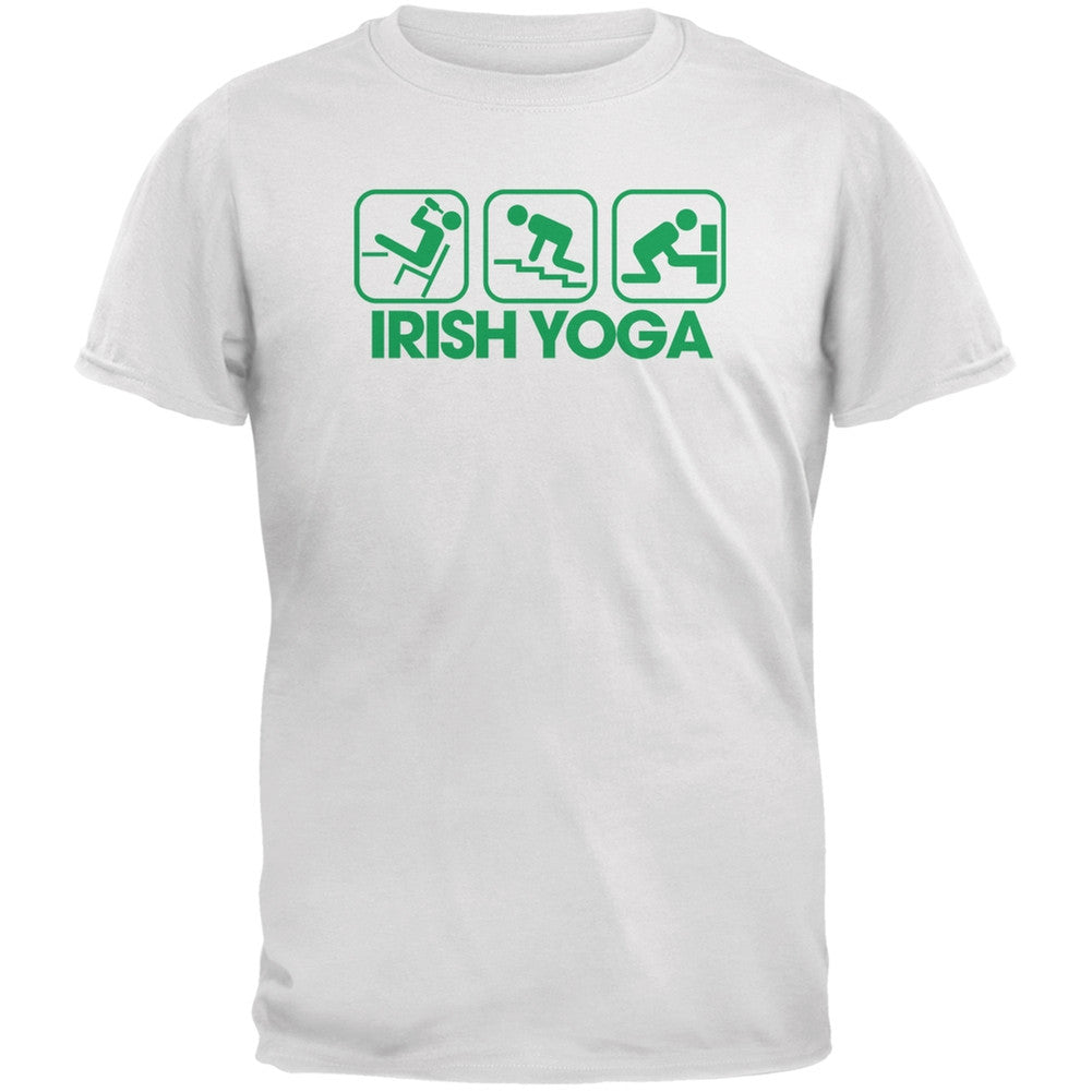 St. Patrick's Day - Irish Yoga White Adult T-Shirt Men's T-Shirts Old Glory 2XL White 