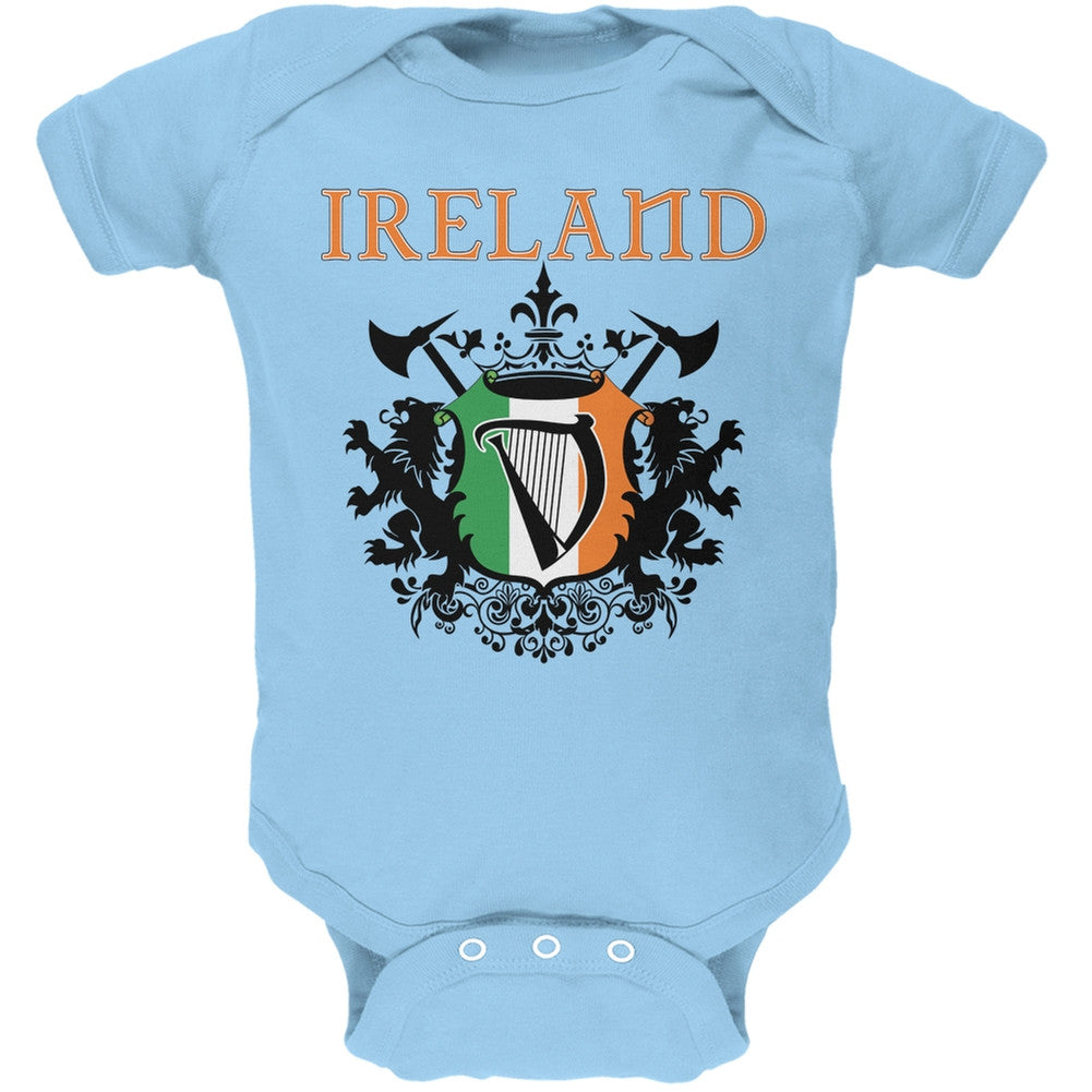 St. Patricks Day - Heraldic Irish Harp Light Blue Soft Baby One Piece Baby One Piece Old Glory 0-3M Blue 