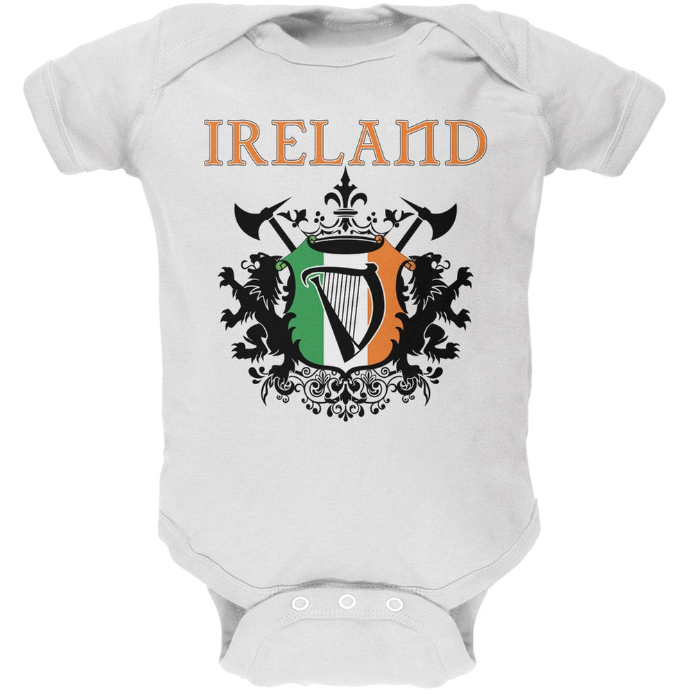 St. Patricks Day - Heraldic Irish Harp White Soft Baby One Piece Baby One Piece Old Glory 0-3M White 