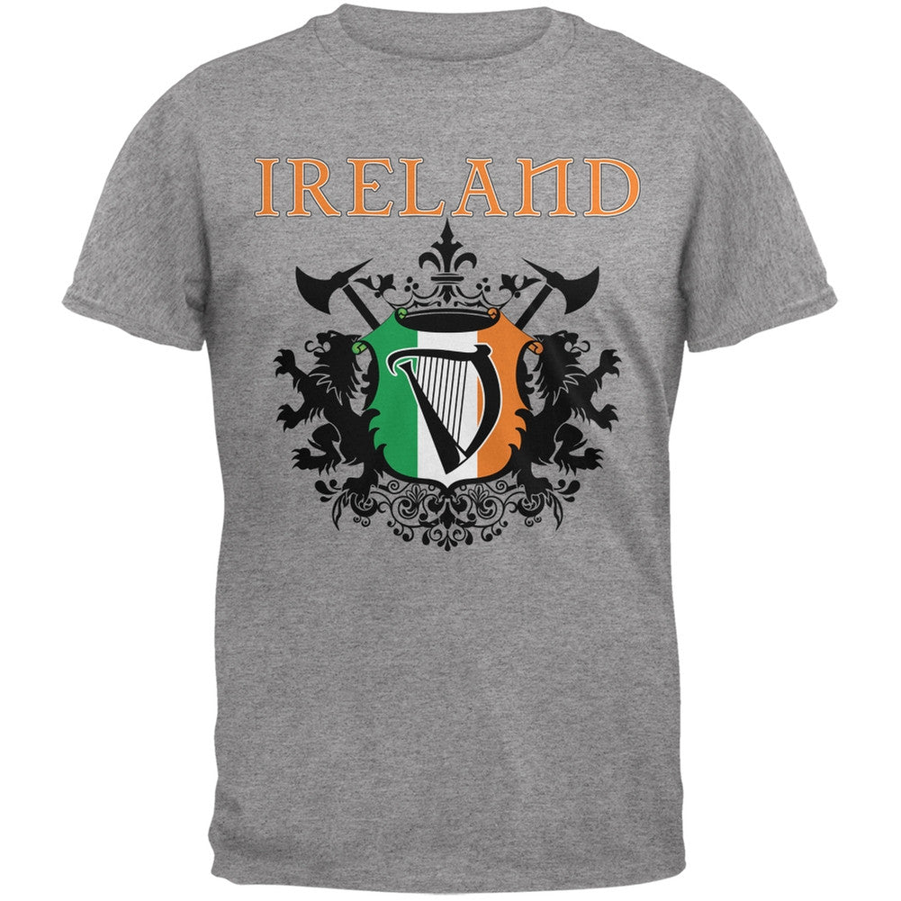 St. Patricks Day - Heraldic Irish Harp Heather Grey Adult T-Shirt Men's T-Shirts Old Glory 2XL Grey 