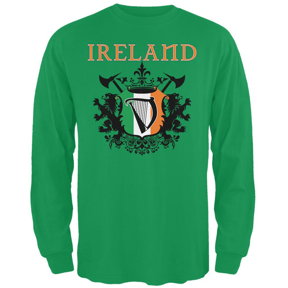 St. Patricks Day - Heraldic Irish Harp Irish Green Adult Long Sleeve T-Shirt Men's Long Sleeves Old Glory 2XL Green 