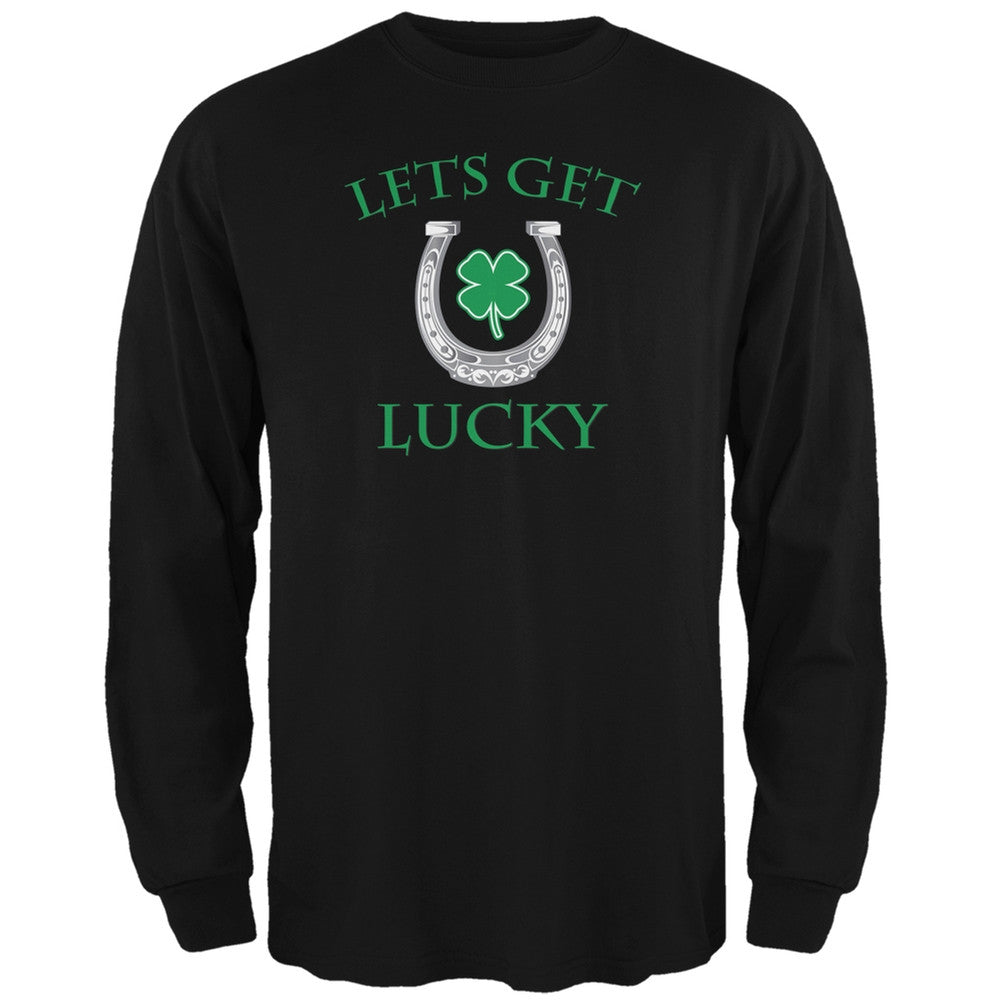 St. Patricks Day - Lets Get Lucky Black Adult Long Sleeve T-Shirt Men's Long Sleeves Old Glory 2XL Black 