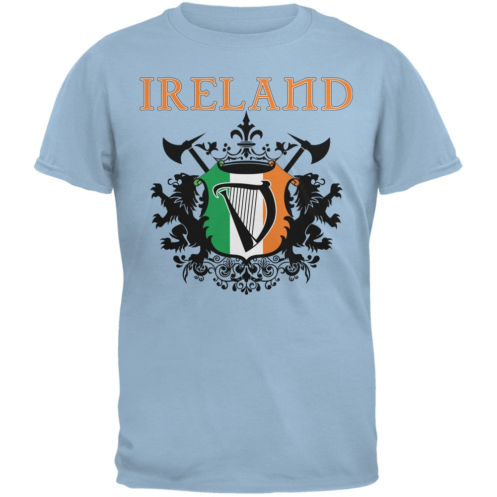 St. Patricks Day - Heraldic Irish Harp Light Blue Adult T-Shirt Men's T-Shirts Old Glory 2XL Blue 