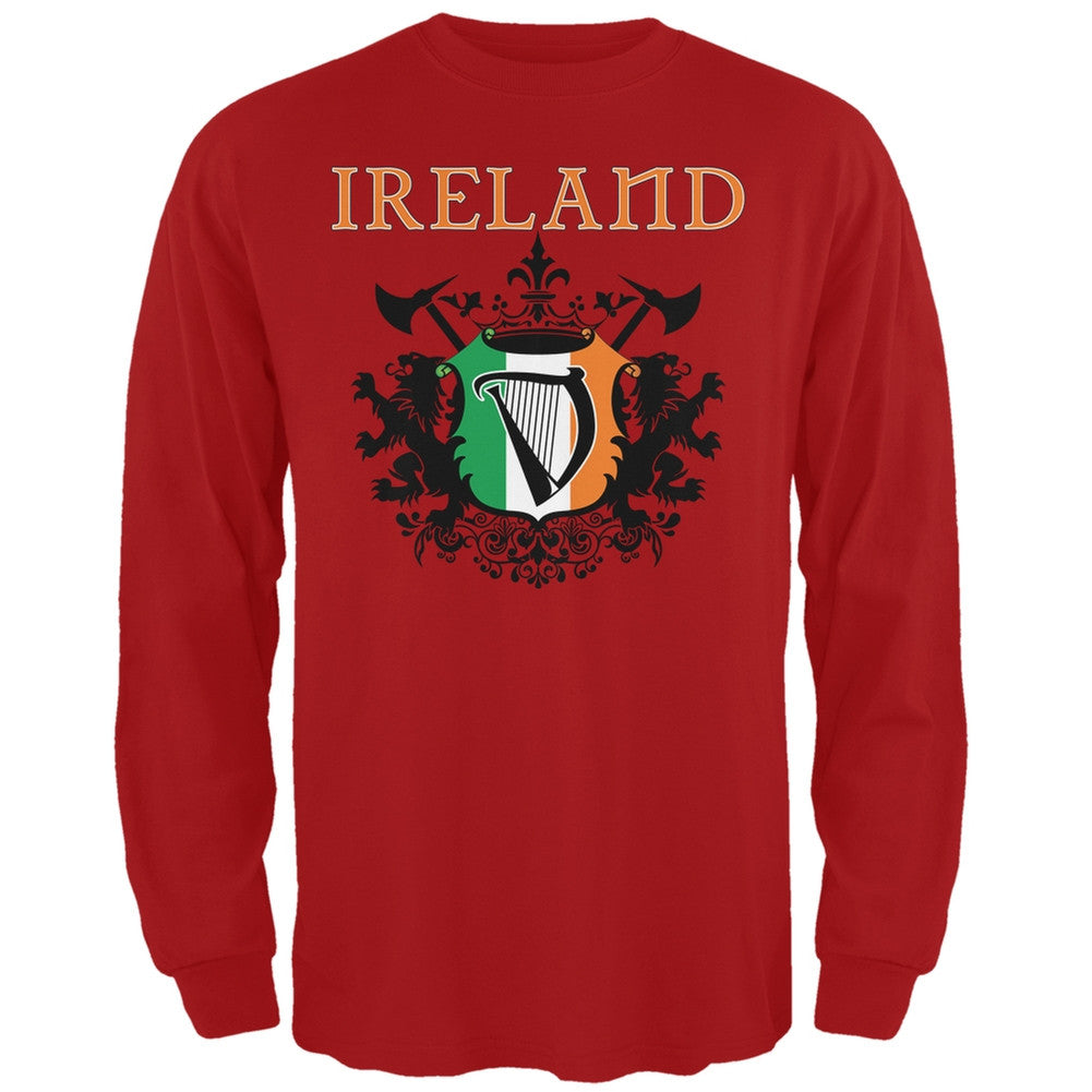 St. Patricks Day - Heraldic Irish Harp Red Adult Long Sleeve T-Shirt Men's Long Sleeves Old Glory 2XL Red 