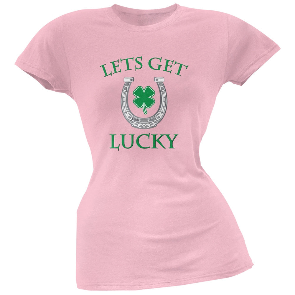 St. Patricks Day - Lets Get Lucky Light Pink Soft Juniors T-Shirt Juniors T-Shirts Old Glory 2XL Pink 