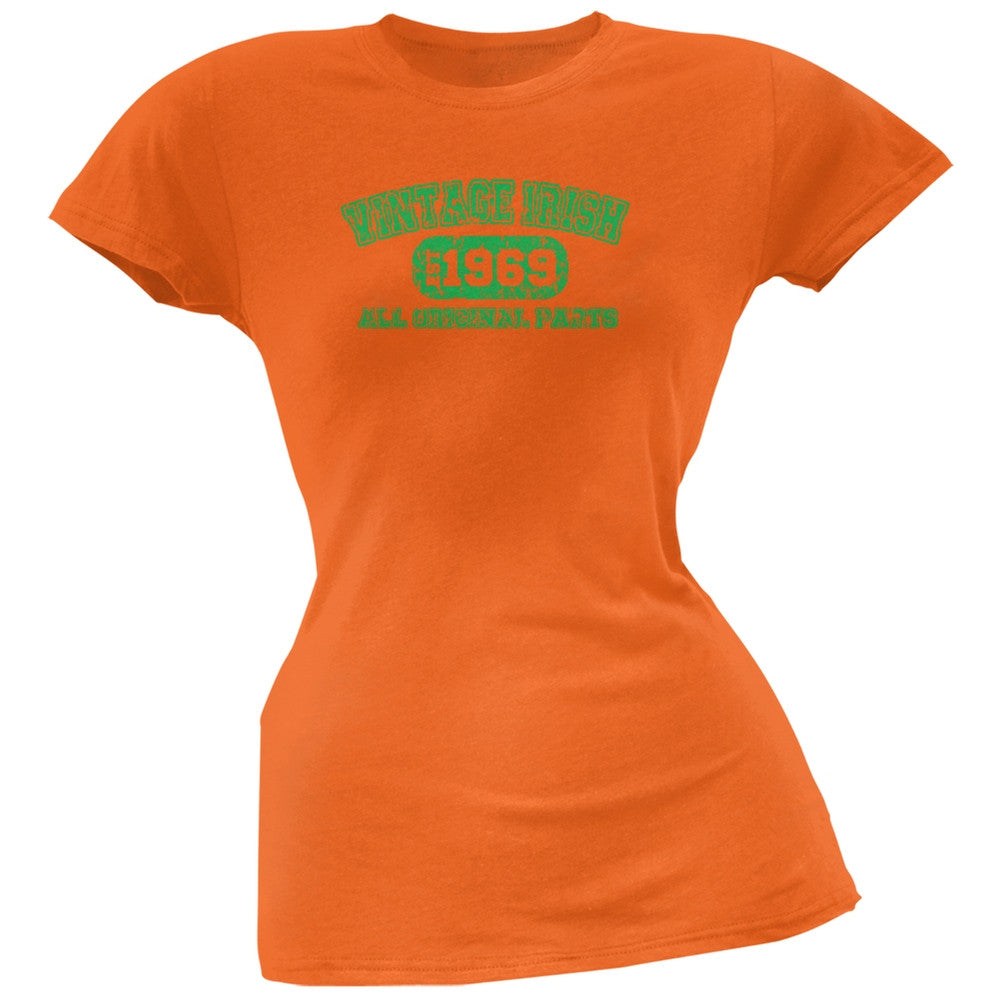 St. Patricks Day - Vintage Irish 1969 Orange Juniors Soft T-Shirt Juniors T-Shirts Old Glory 2XL Orange 