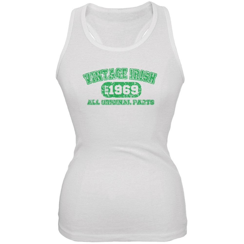 St. Patricks Day - Vintage Irish 1969 White Juniors Soft Tank Top Juniors Tank Tops Old Glory 2XL White 