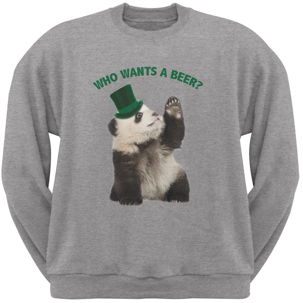 St. Patricks Day - Who Wants A Beer Light Heather Grey Adult Sweatshirt Men's Sweatshirts Old Glory 2XL Grey 