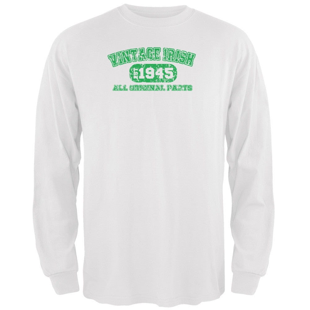 St. Patricks Day - Vintage Irish 1945 White Adult Long Sleeve T-Shirt Men's Long Sleeves Old Glory 2XL White 