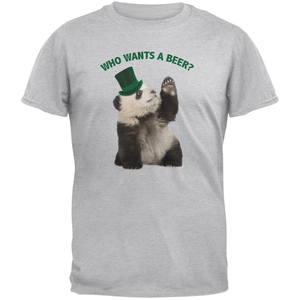 St. Patricks Day - Who Wants A Beer Heather Grey Adult T-Shirt Men's T-Shirts Old Glory 2XL Grey 