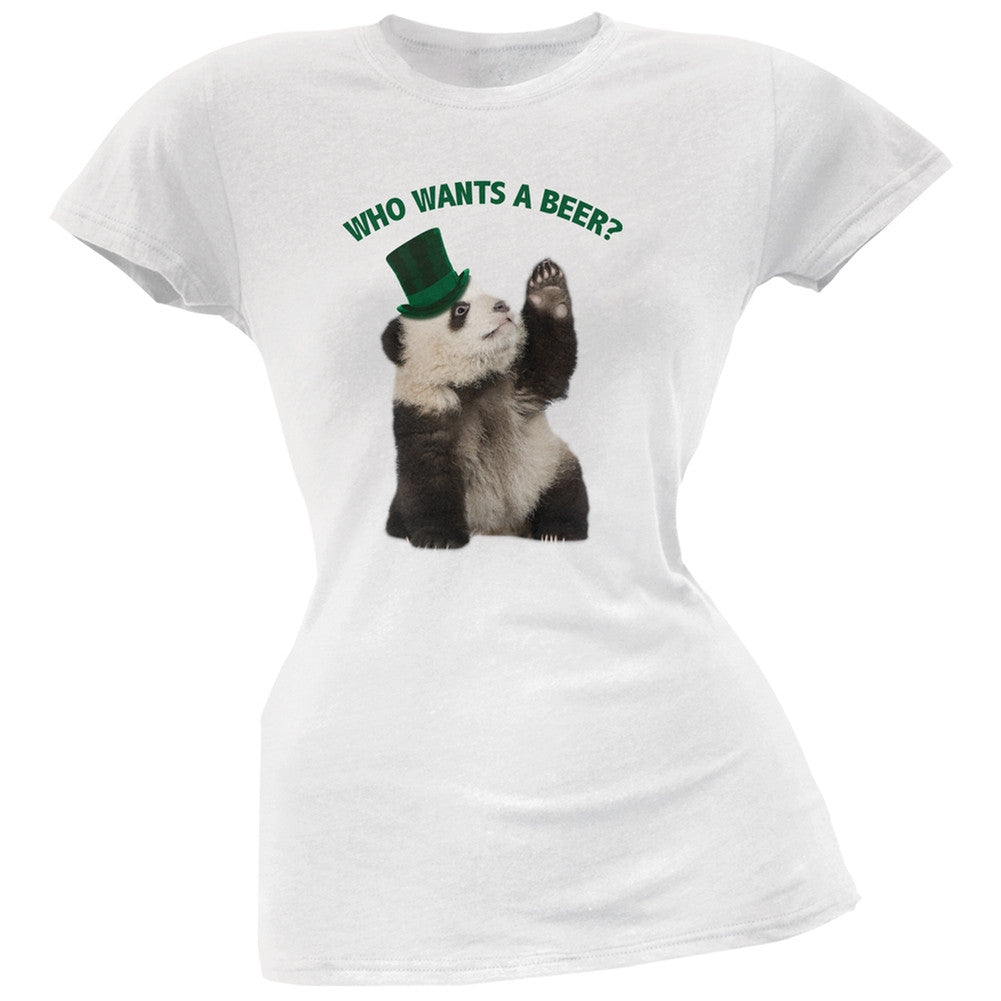 St. Patricks Day - Who Wants A Beer White Juniors Soft T-Shirt Juniors T-Shirts Old Glory 2XL White 