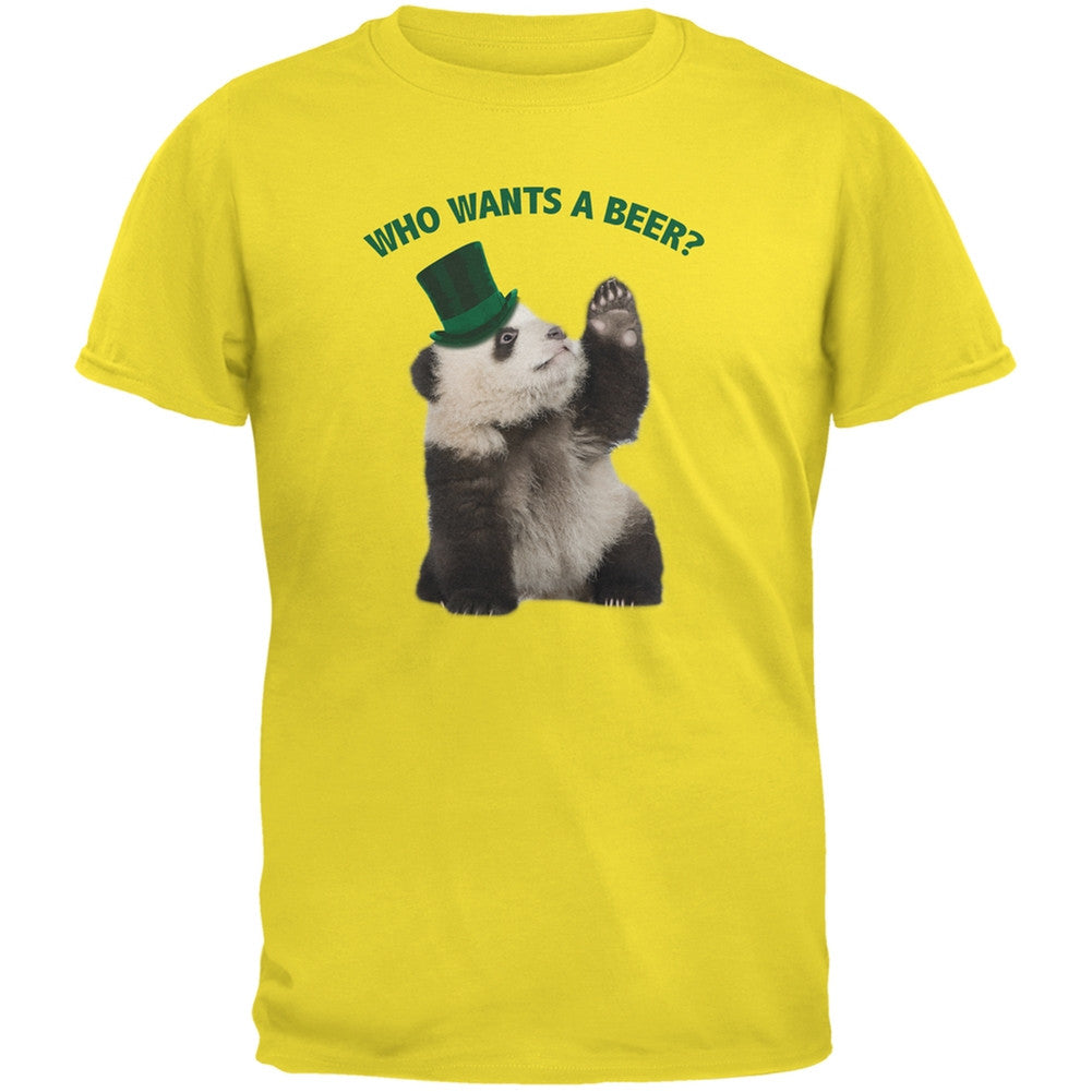 St. Patricks Day - Who Wants A Beer Yellow Adult T-Shirt Men's T-Shirts Old Glory 2XL Yellow 