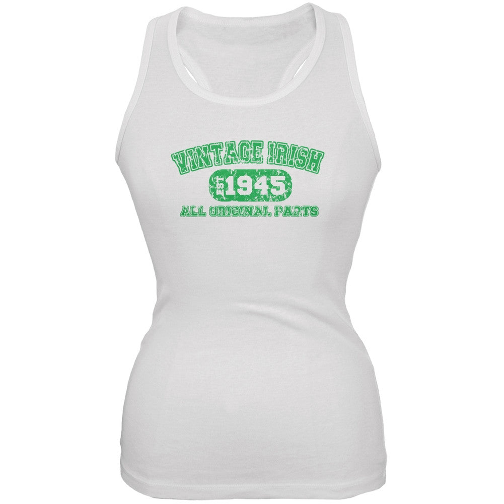 St. Patricks Day - Vintage Irish 1945 White Juniors Soft Tank Top Juniors Tank Tops Old Glory 2XL White 