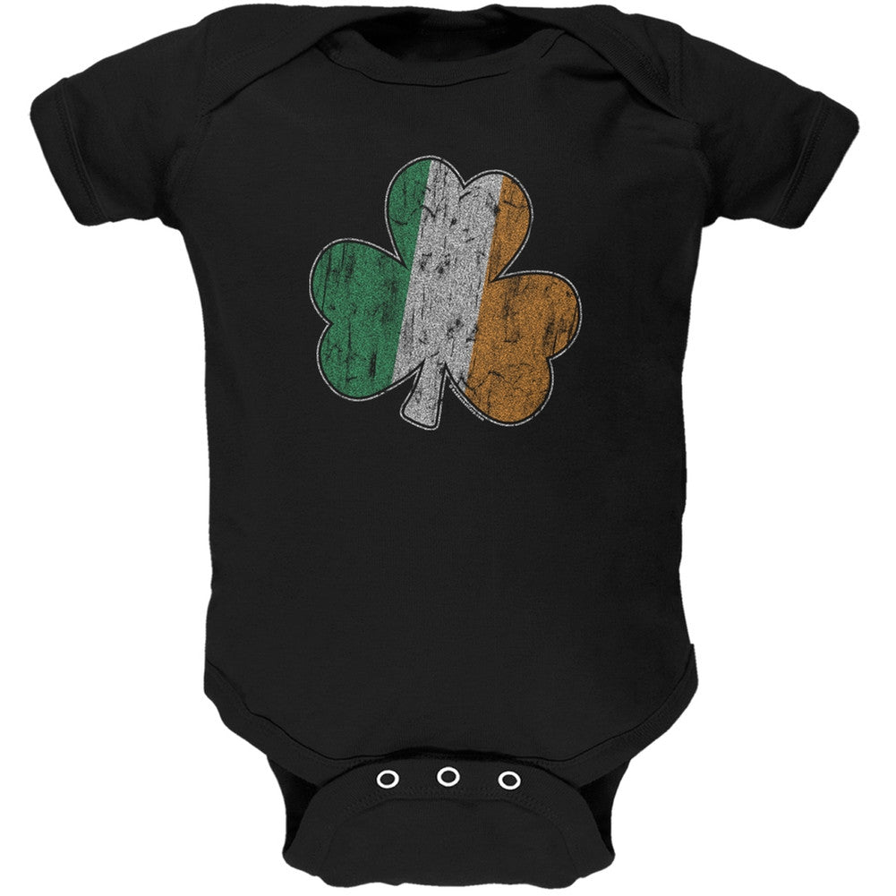 St. Patricks Day - Shamrock Flag Black Soft Baby One Piece Baby One Piece Old Glory   