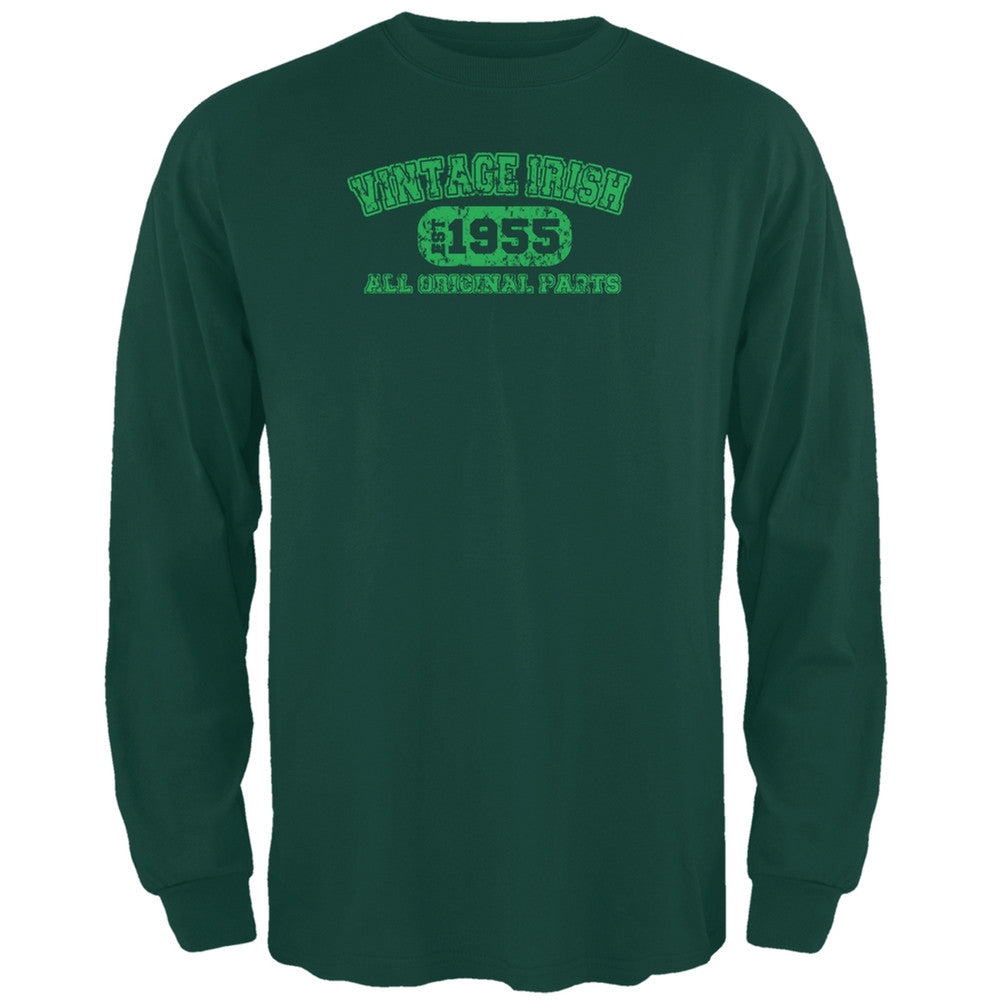 St. Patricks Day - Vintage Irish 1955 Forest Green Long Sleeve T-Shirt Men's Long Sleeves Old Glory 2XL Green 