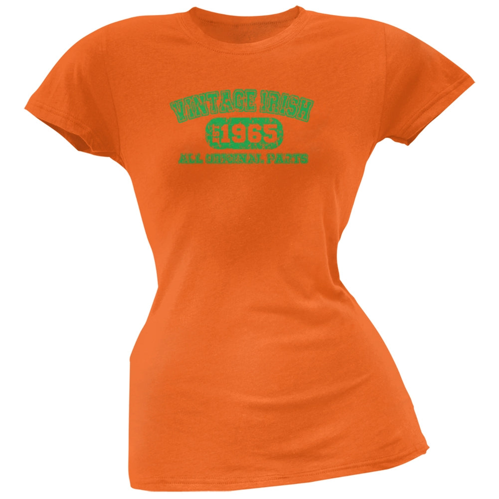 St. Patricks Day - Vintage Irish 1965 Orange Juniors Soft T-Shirt Juniors T-Shirts Old Glory 2XL Orange 