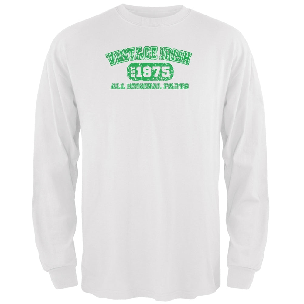 St. Patricks Day -  Vintage Irish 1975 White Adult Long Sleeve T-Shirt Men's Long Sleeves Old Glory 2XL White 