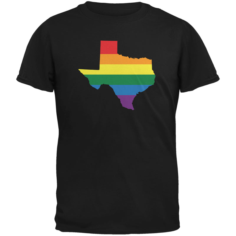 Texas LGBT Gay Pride Rainbow Black Adult T-Shirt Men's T-Shirts Old Glory 3XL Black 