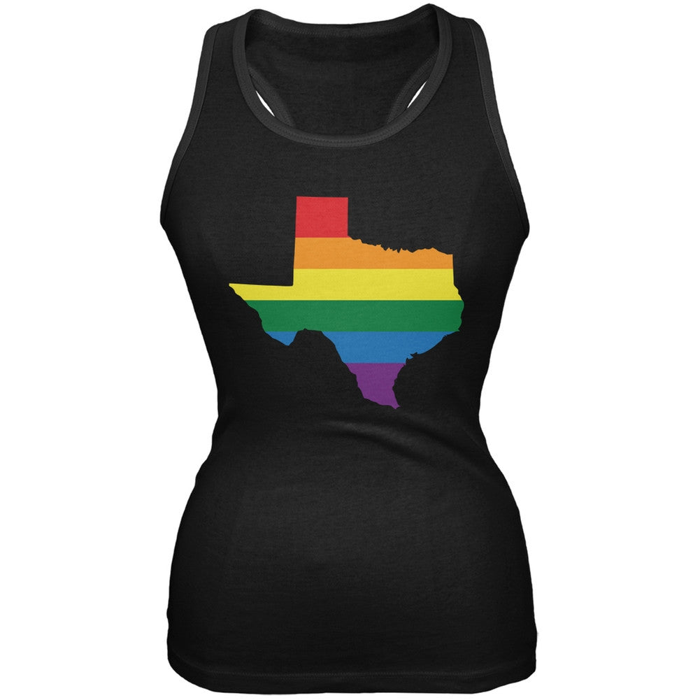 Texas LGBT Lesbian Pride Rainbow Black Juniors Soft Tank Top Juniors Tank Tops Old Glory 2XL Black 