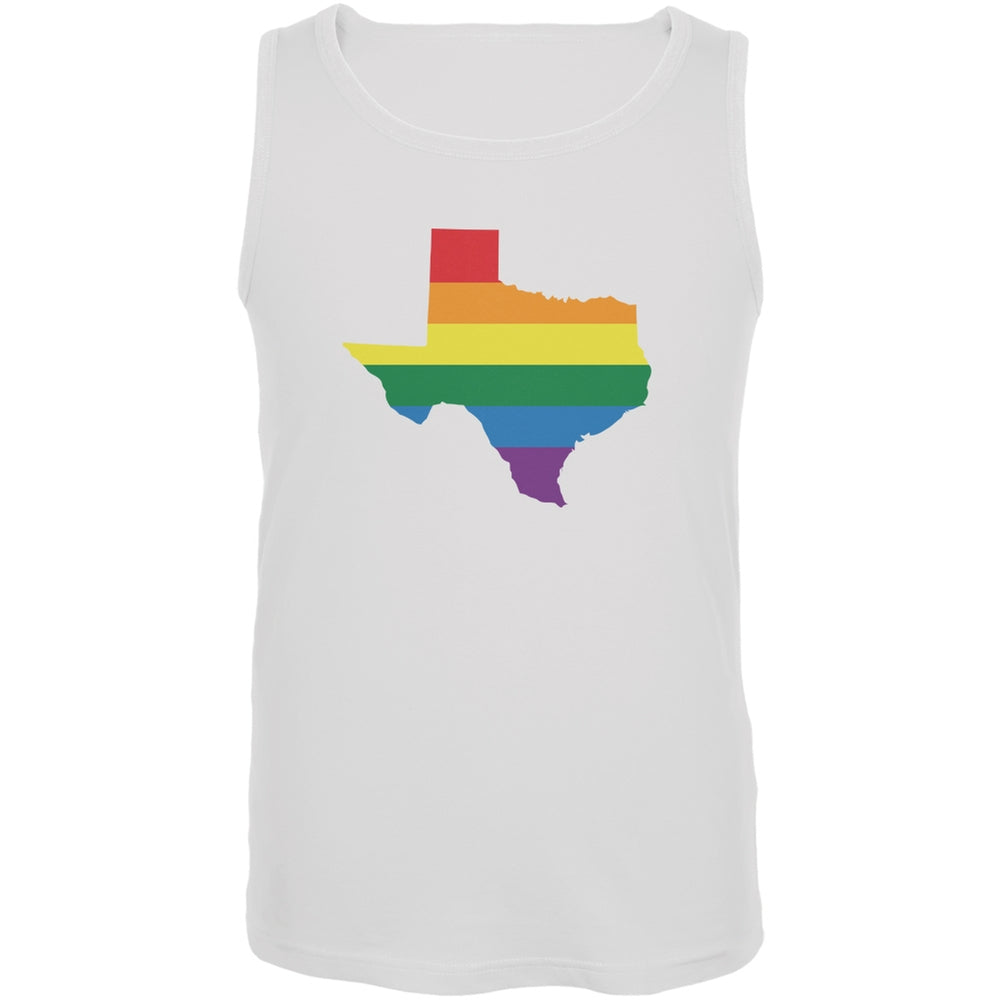 Texas LGBT Gay Pride Rainbow White Adult Tank Top Men's Tank Tops Old Glory 2XL White 