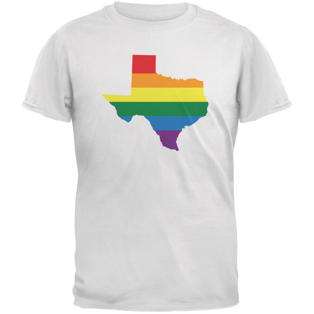 Texas LGBT Gay Pride Rainbow White Youth T-Shirt Youth T-Shirts Old Glory LG White 