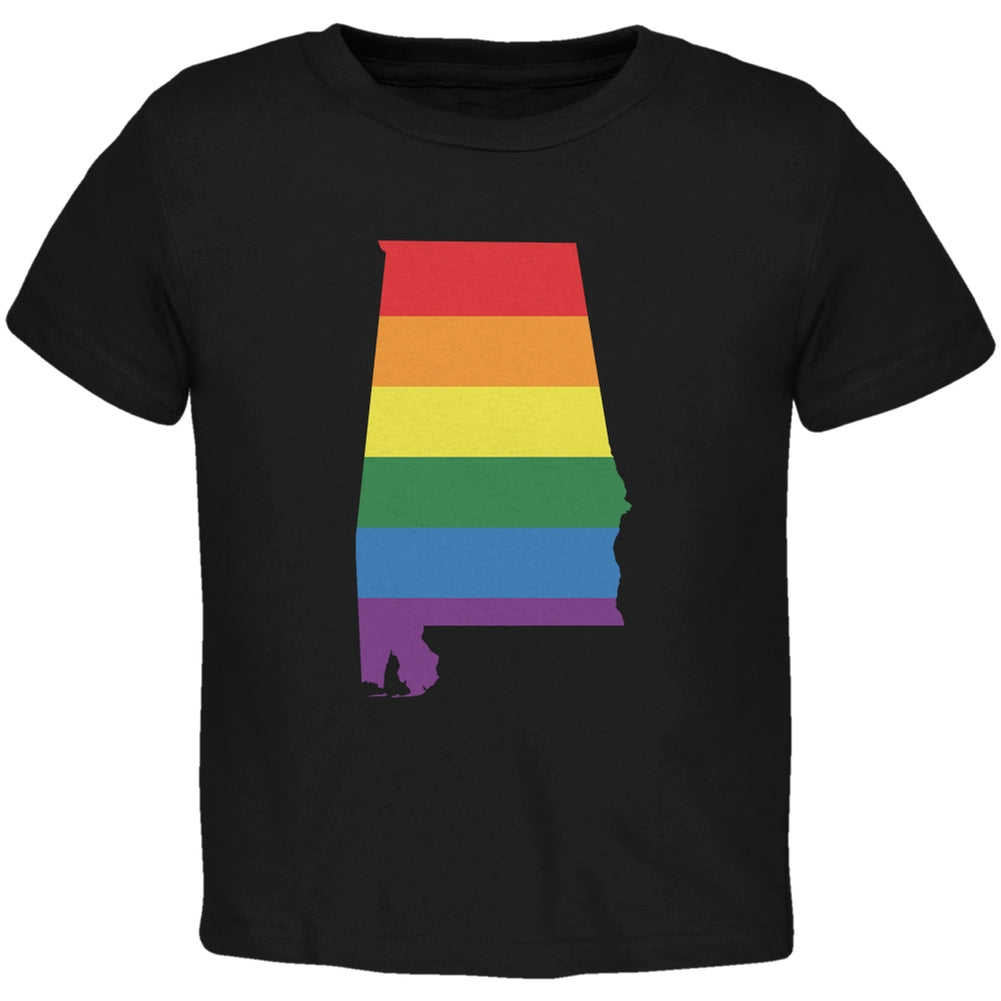 Alabama LGBT Gay Pride Rainbow Black Toddler T-Shirt Toddler T-Shirts Old Glory 2T Black 