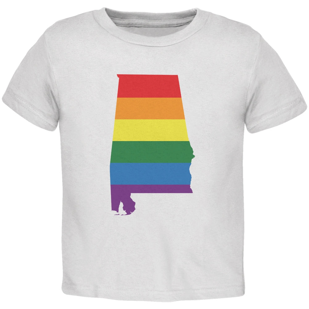 Alabama LGBT Gay Pride Rainbow White Toddler T-Shirt Toddler T-Shirts Old Glory 2T White 