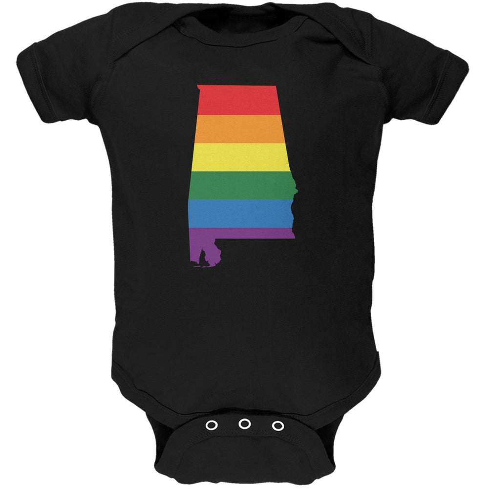 Alabama LGBT Gay Pride Rainbow Black Soft Baby One Piece Baby One Piece Old Glory 0-3M Black 