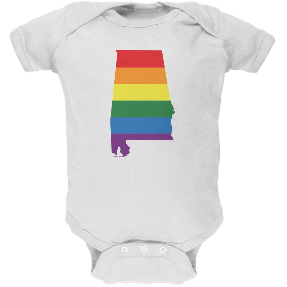 Alabama LGBT Gay Pride Rainbow White Soft Baby One Piece Baby One Piece Old Glory 0-3M White 