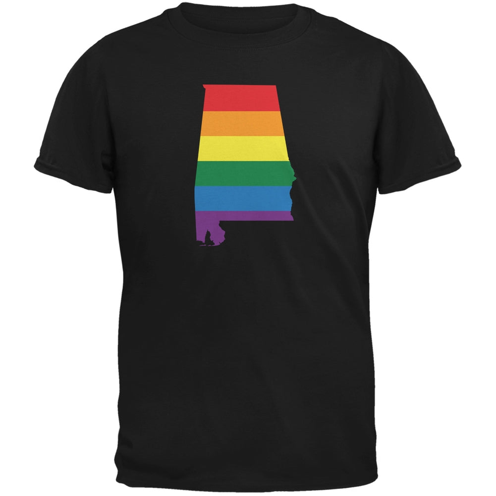 Alabama LGBT Gay Pride Rainbow Black Adult T-Shirt Men's T-Shirts Old Glory SM Black 