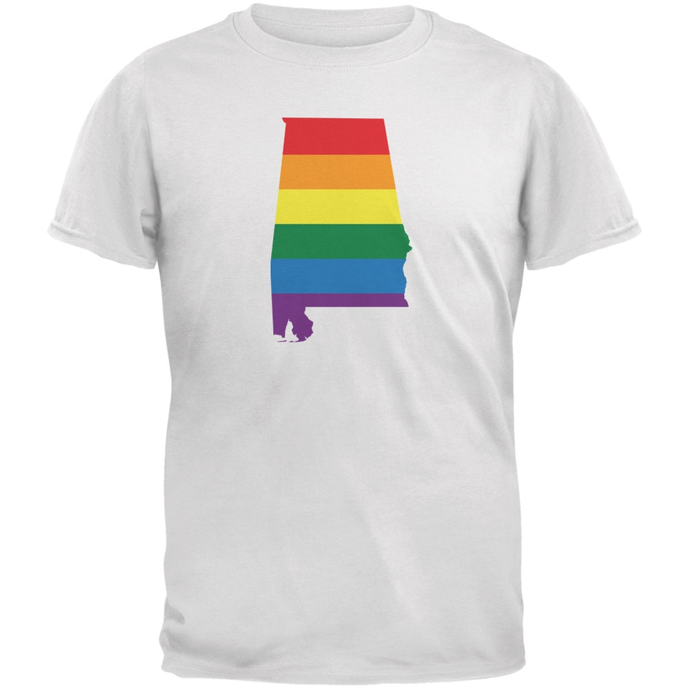 Alabama LGBT Gay Pride Rainbow White Adult T-Shirt Men's T-Shirts Old Glory 2XL White 