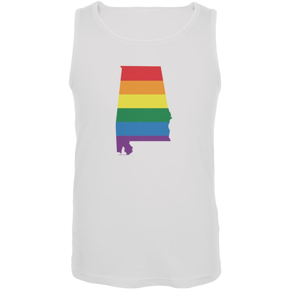 Alabama LGBT Gay Pride Rainbow White Adult Tank Top Men's Tank Tops Old Glory 2XL White 