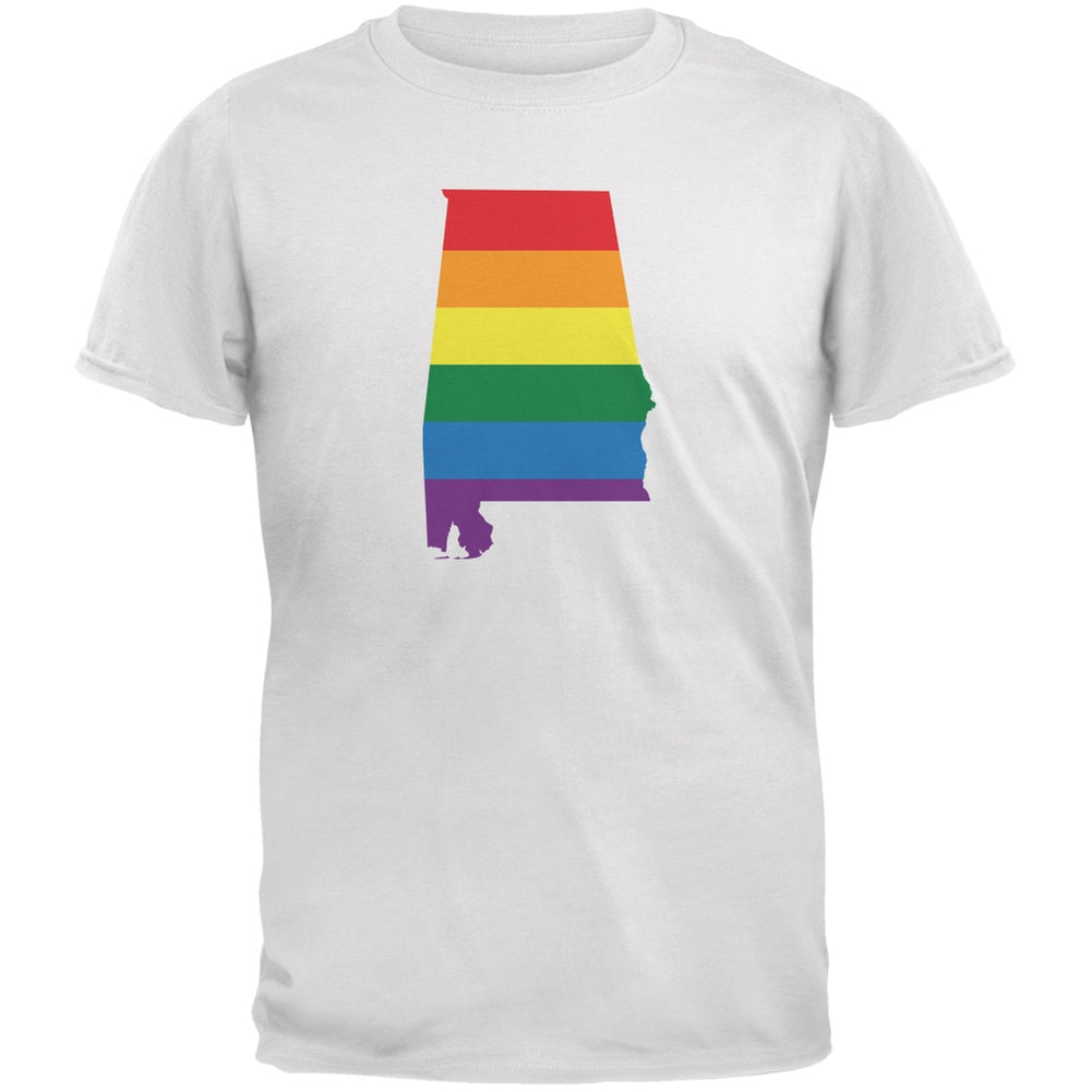 Alabama LGBT Gay Pride Rainbow White Youth T-Shirt Youth T-Shirts Old Glory LG White 