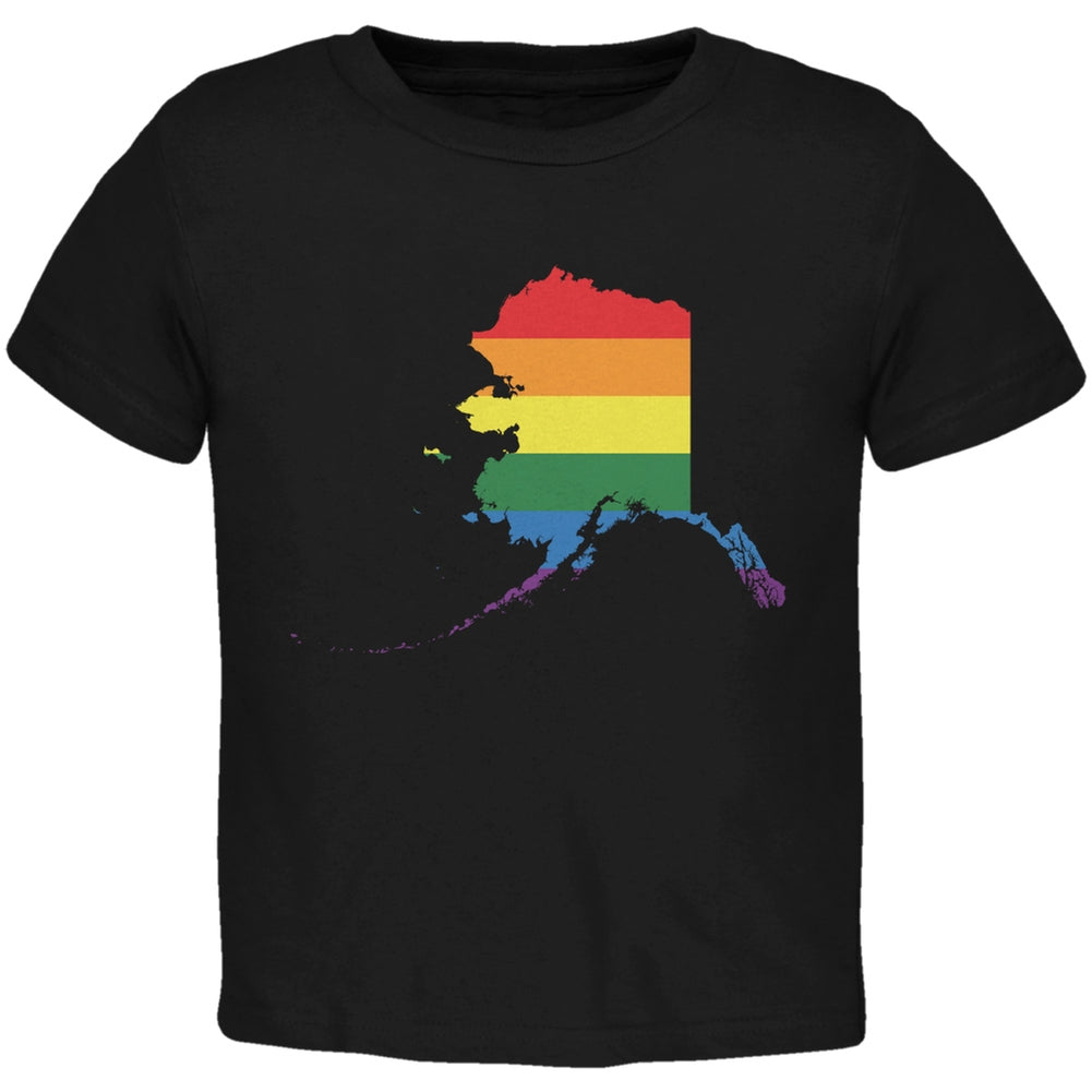 Alaska LGBT Gay Pride Rainbow Black Toddler T-Shirt Toddler T-Shirts Old Glory 2T Black 