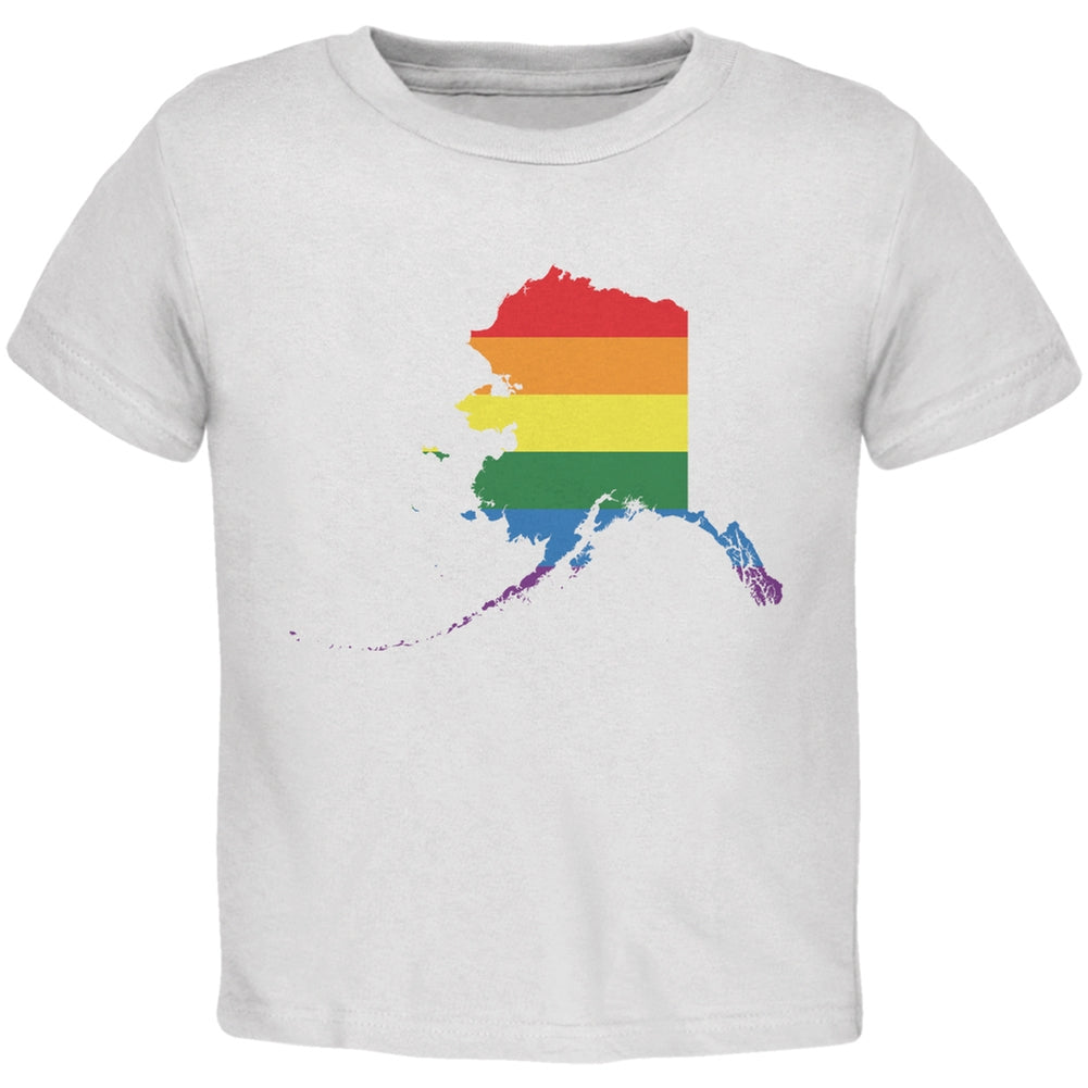 Alaska LGBT Gay Pride Rainbow White Toddler T-Shirt Toddler T-Shirts Old Glory 2T White 