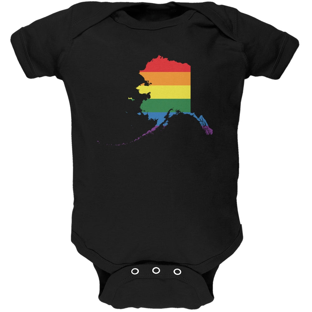 Alaska LGBT Gay Pride Rainbow Black Soft Baby One Piece Baby One Piece Old Glory 0-3M Black 