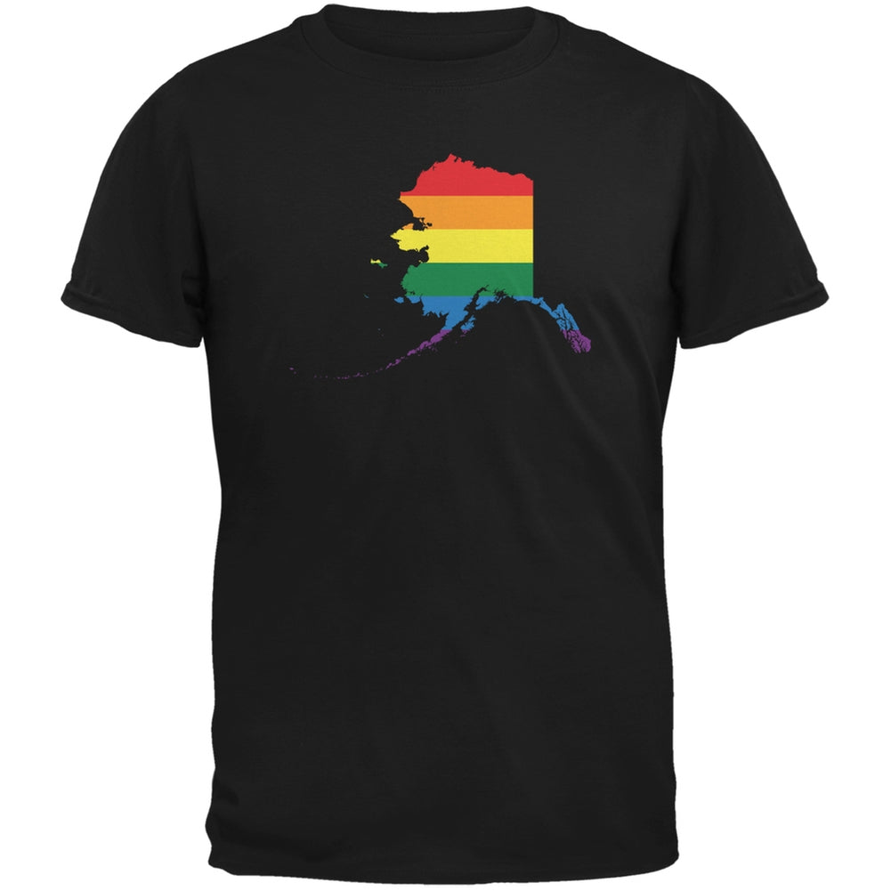 Alaska LGBT Gay Pride Rainbow Black Adult T-Shirt Men's T-Shirts Old Glory 2XL Black 