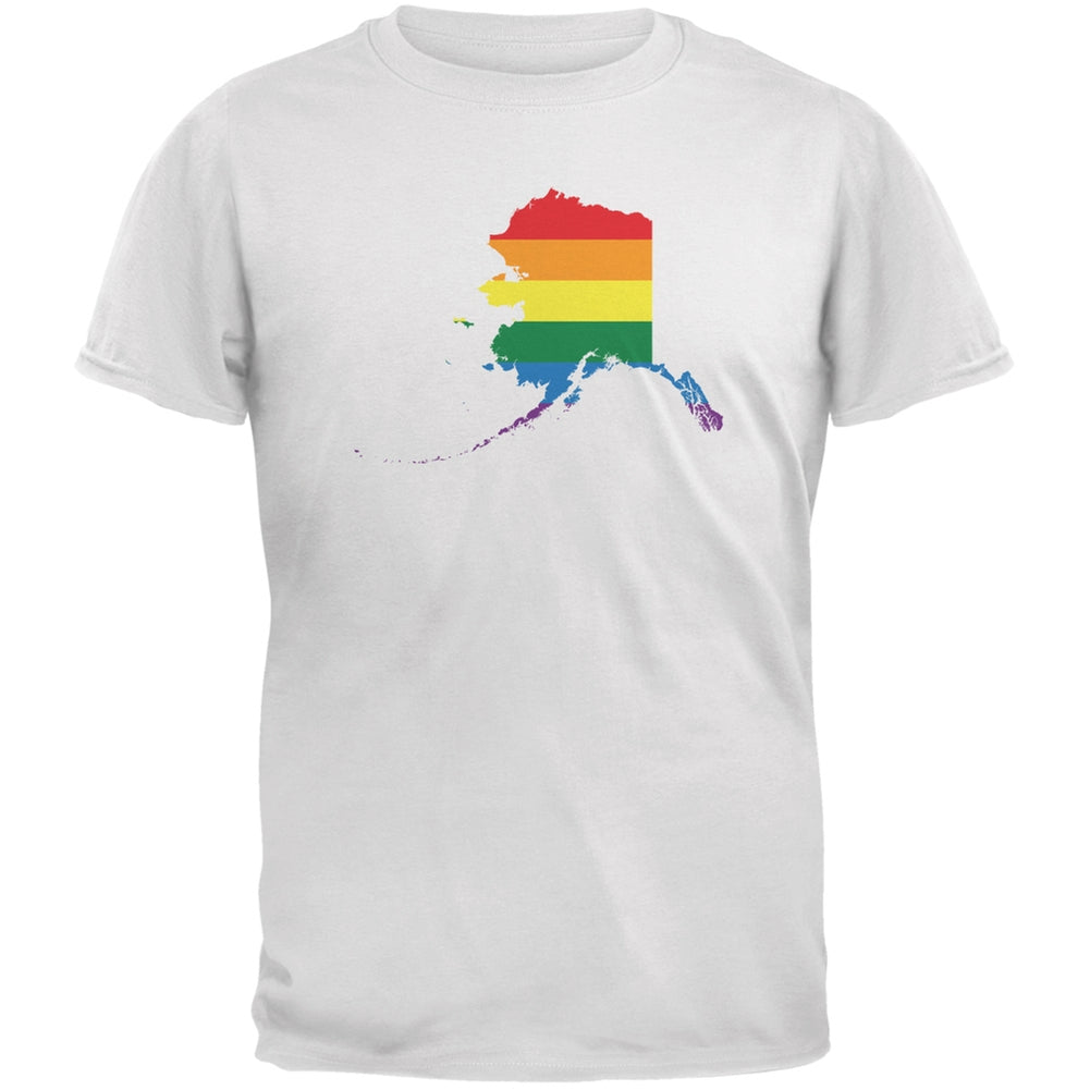 Alaska LGBT Gay Pride Rainbow White Adult T-Shirt Men's T-Shirts Old Glory 2XL White 