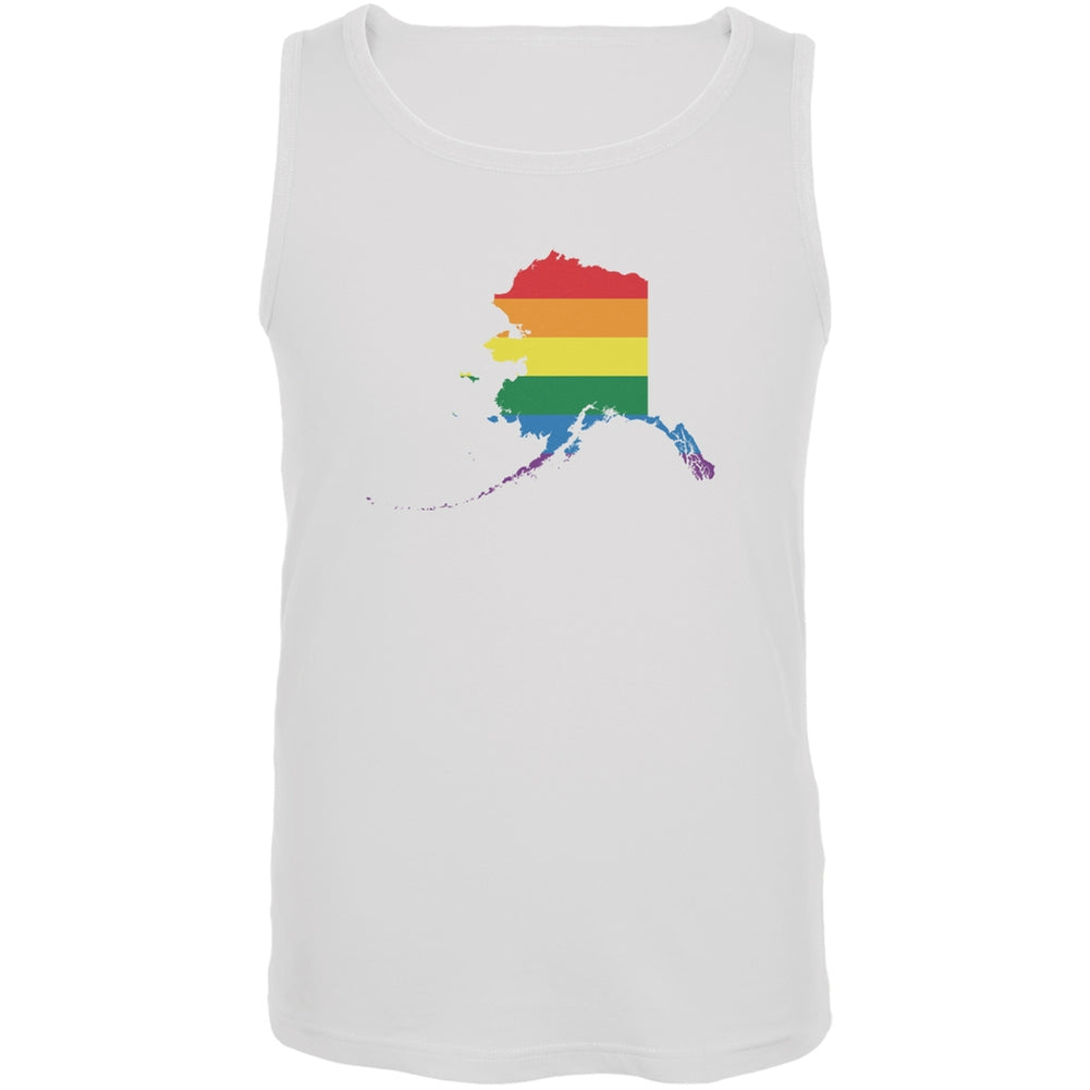 Alaska LGBT Gay Pride Rainbow White Adult Tank Top Men's Tank Tops Old Glory 2XL White 