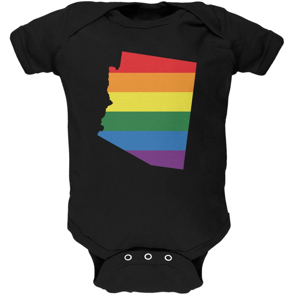 Arizona LGBT Gay Pride Rainbow Black Soft Baby One Piece Baby One Piece Old Glory 0-3M Black 